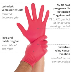 Nitrile gloves Safe Light | powder-free RED  100tk - 2