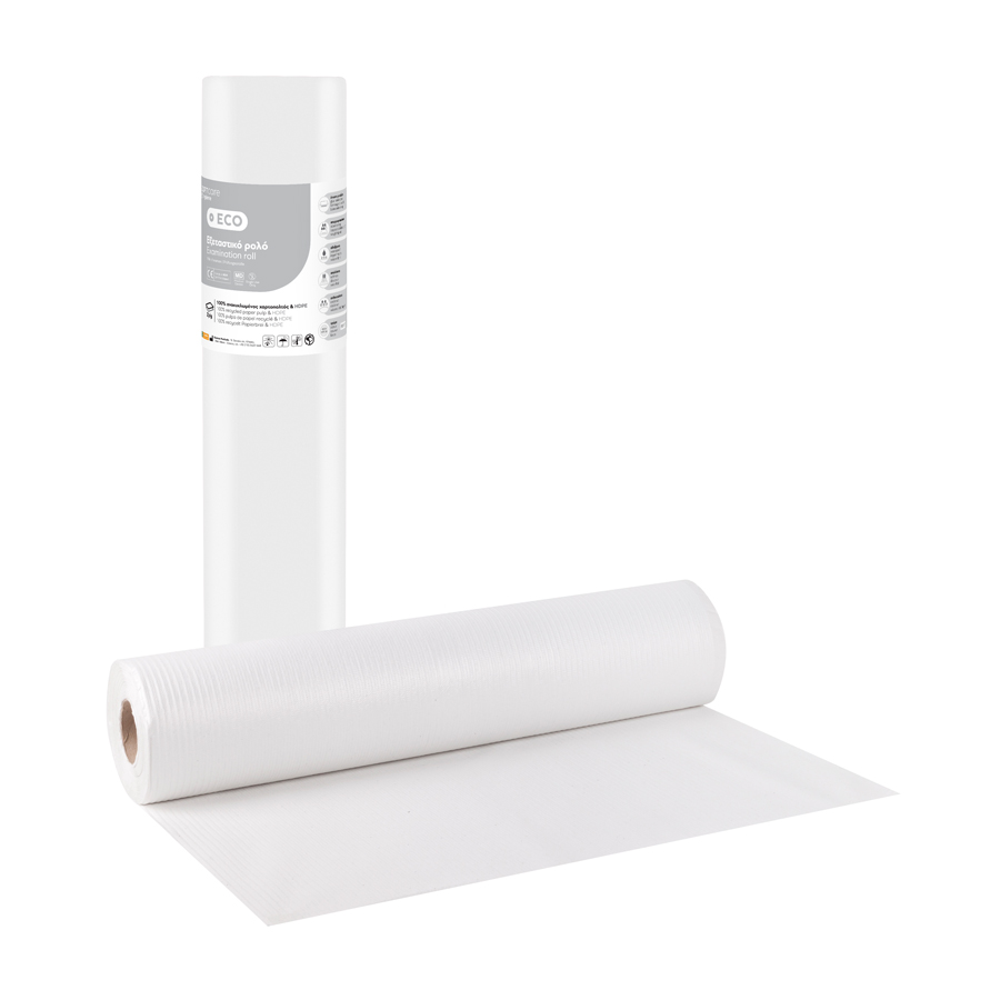 Soft Care Eco Standard 2ply Paper &amp; PE Examination Roll 58cm x 50m - Eco white