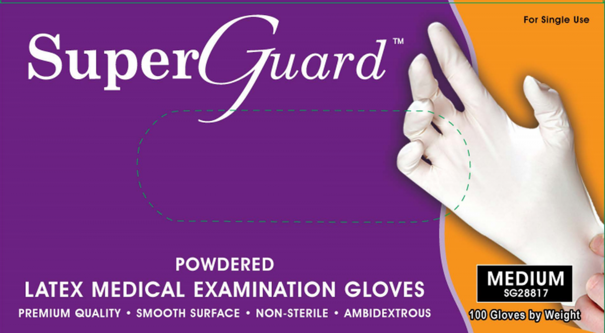 SuperGuard powdered latex examination gloves