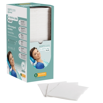 Dental Bibs Soft Care Plus 3-слойные с дозатором белые ( 125 шт.)