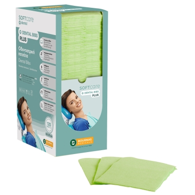 Dental Bibs Soft Care Plus 3-слойные с дозатором, зеленые ( 125 шт.)