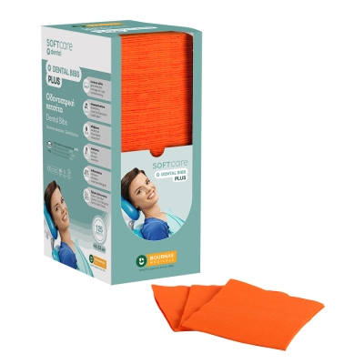 Dental Bibs Soft Care Plus 3-kihiline jaoturiga oranž (125 tk)
