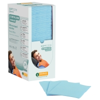 Dental Bibs Soft Care Standard 2ply with dispenser light blue (4 x 125 pcs) - 1