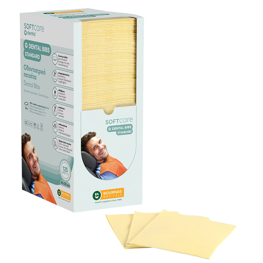 Dental Bibs Soft Care Standard 2-слойные с дозатором желтые (4 x 125 шт.)