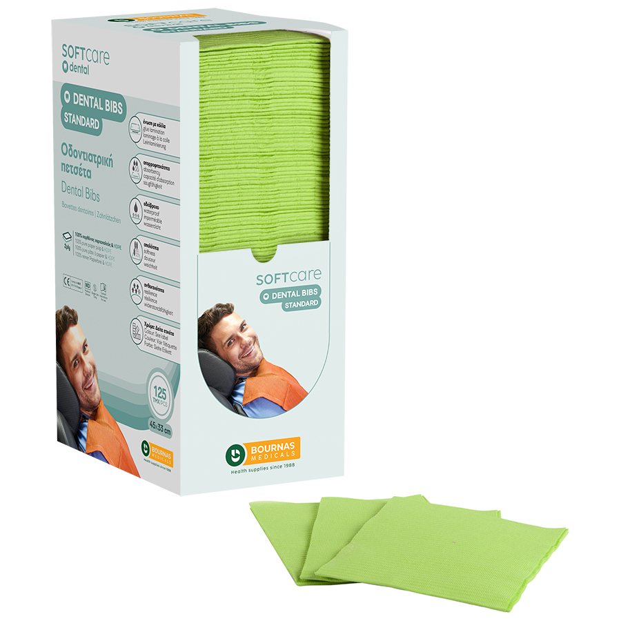 Dental Bibs Soft Care Standard 2-слойные с дозатором салатового цвета (4 x 125 шт.)