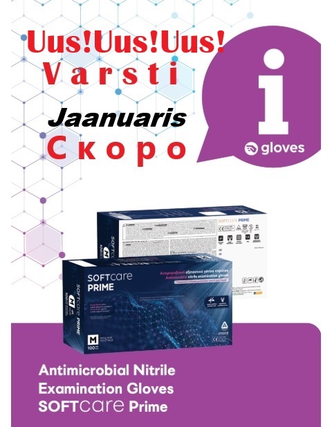 Antimikroobsed nitriilkindad Soft Care Prime – violetne sinine (100 tk)