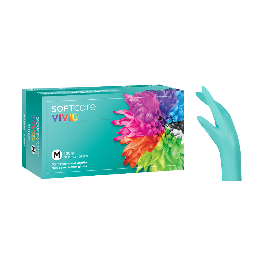 Нитриловые перчатки Soft Care Vivid - зеленые (100шт)