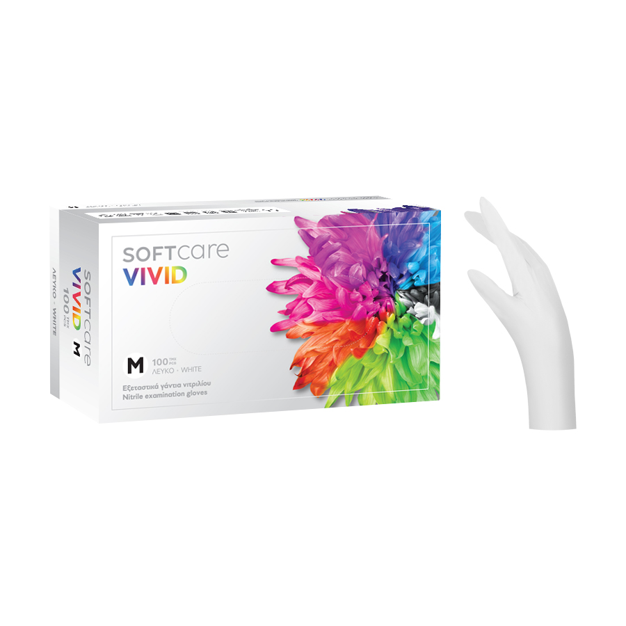 Soft Care Vivid Nitrile Gloves - White (100pcs)