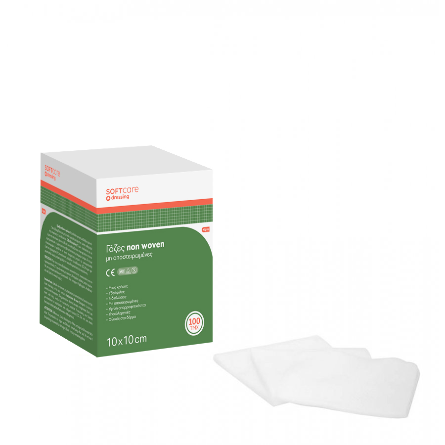 Gauze non woven Soft Care 4ply 10 x 10cm (100 pcs)