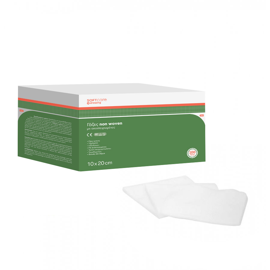 Gauze non woven Soft Care 4ply 10 x 20cm (100 pcs)