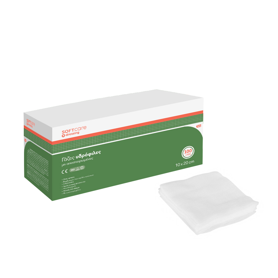 Gauze sponge Soft Care 8ply 10 x 20cm (100 pcs)