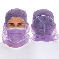 Astro caps with 2-ply face mask violet | PP - 2