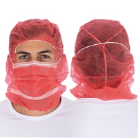 Astro caps with 2-ply face mask red | PP - 2