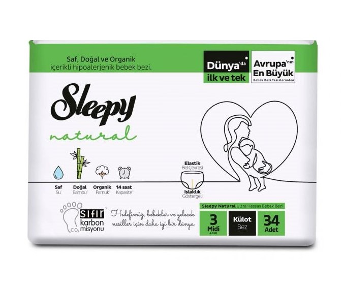 Sleepy Natural Midi Püksmähkmed Lastele (34tk)