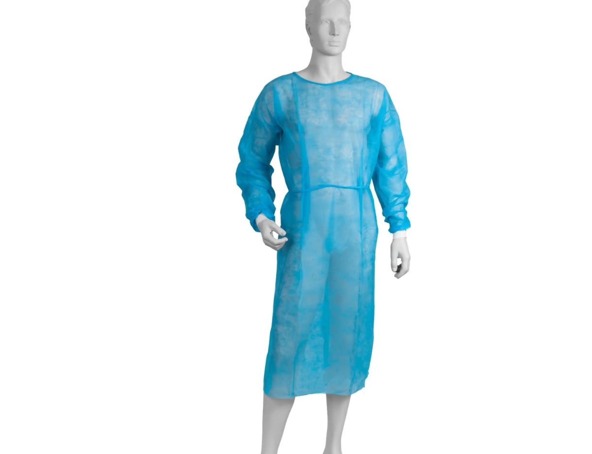 47 Медицинский халат из нетканого материала (манжеты), синий, 10 штук.