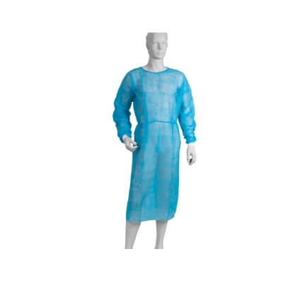 47 Медицинский халат из нетканого материала (манжеты), синий, 10 штук.