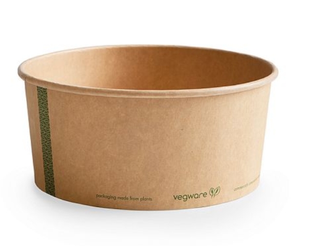 Ümmargune toidukarp kraftpaberist maisitärklise kattega, 1100ml, 50 tk pakis