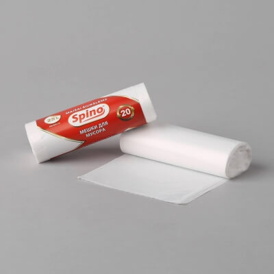Prügikott Spino 25l, 480x600mm, 9µm, valge, rullis 20tk