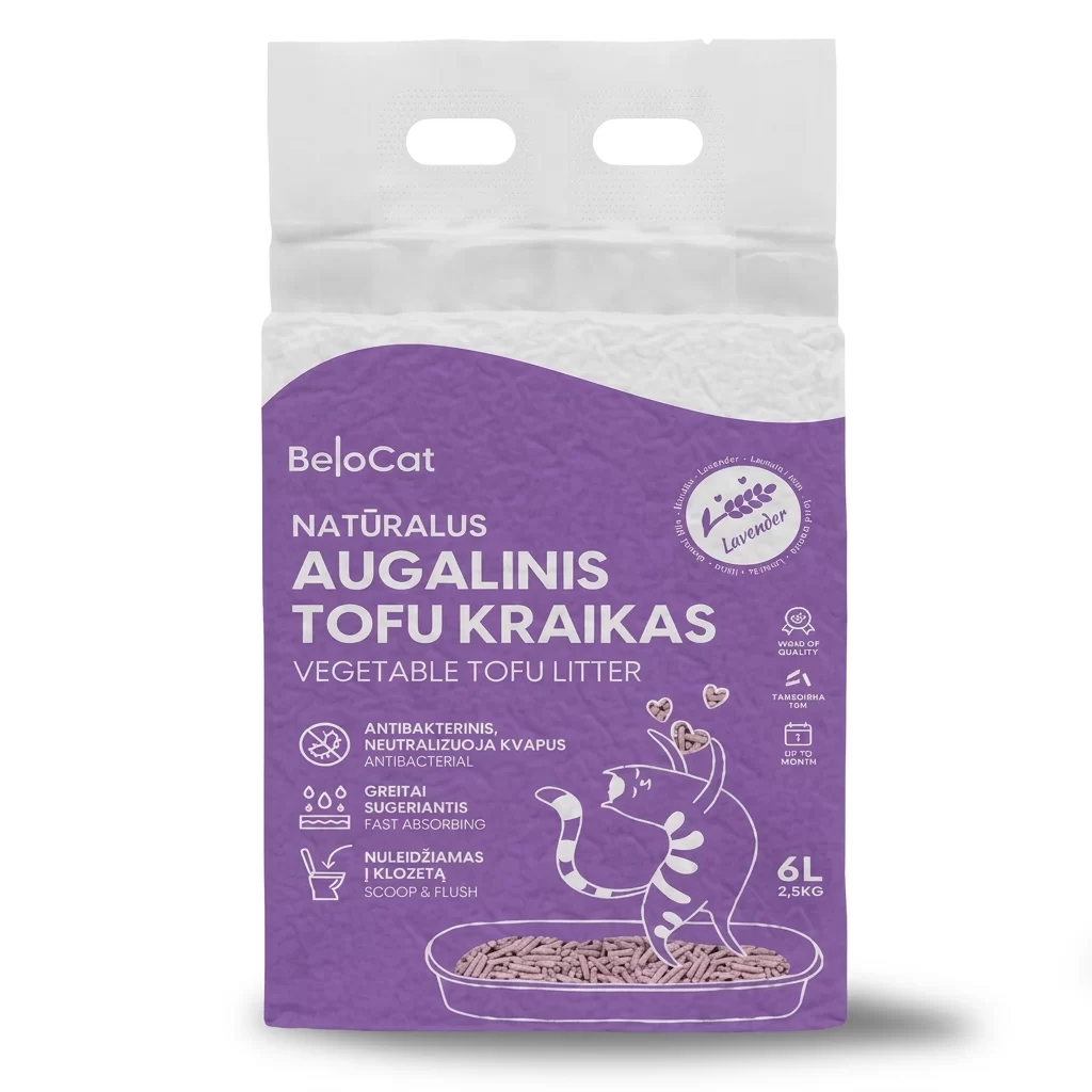 BeloCat TOFU naturaalne kassiliiv lavendlilõhnaga | 6 l / 2,5 kg