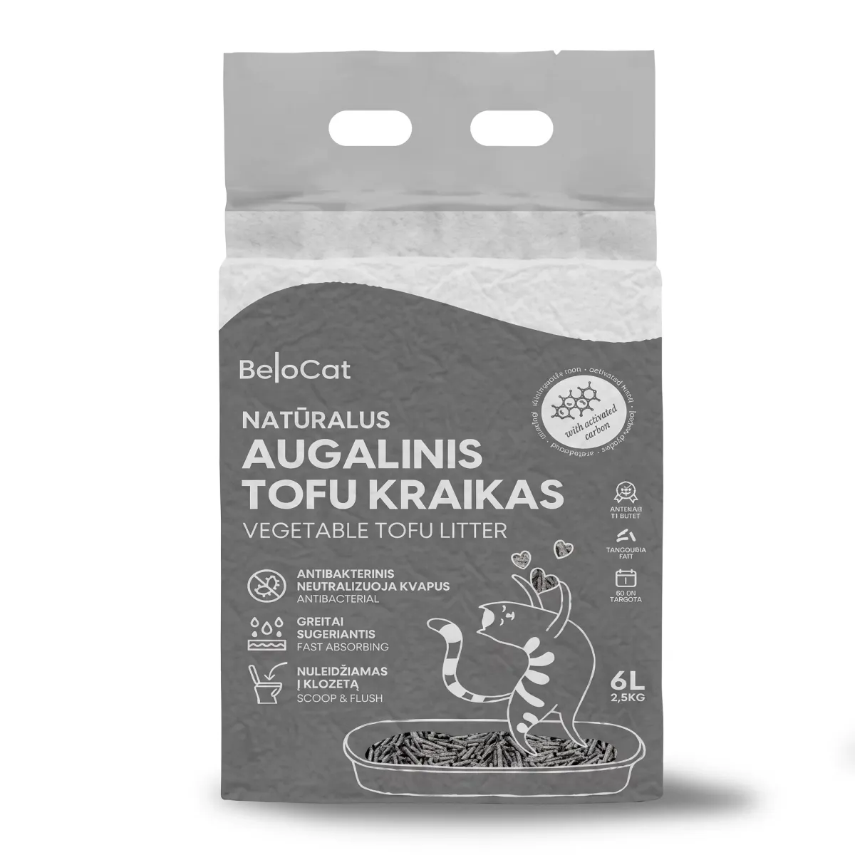 BeloCat TOFU Natural Cat Litter – With Activated Charcoal | 6 L / 2.5 kg