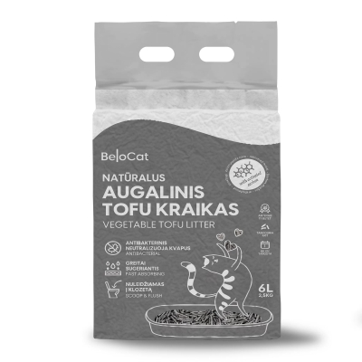 BeloCat TOFU Natural Cat Litter – With Activated Charcoal | 6 L / 2.5 kg