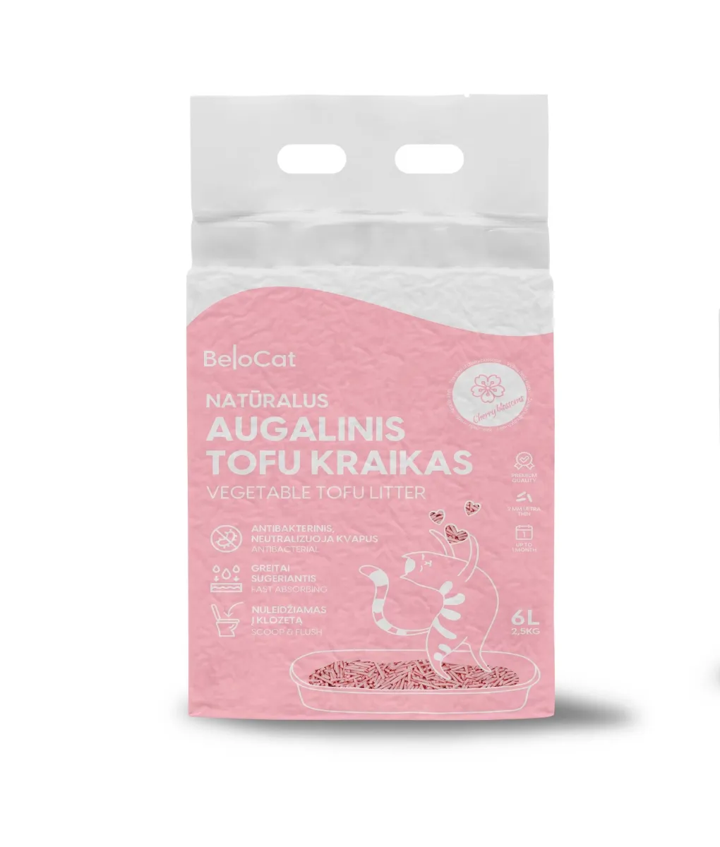 “Belocat” TOFU Cat Litter, 6 L / 2.5 kg (Cherry Blossom), 100% Natural