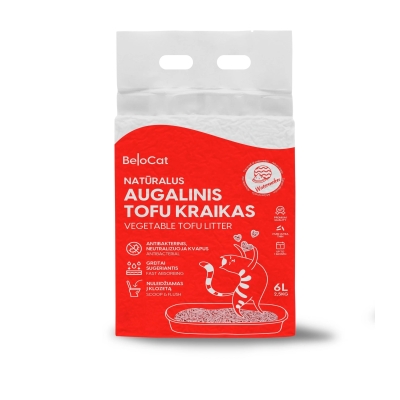 “Belocat” TOFU Cat Litter, 6 L / 2.5 kg (Watermelon), 100% Natural