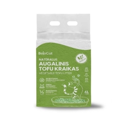 “Belocat” TOFU Cat Litter, 6 L / 2.5 kg (Green Tea Scent), 100% Natural