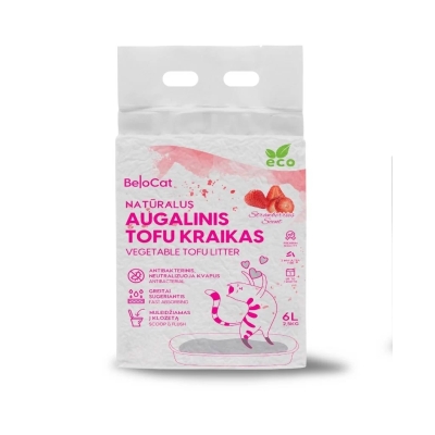 “Belocat” TOFU Cat Litter, 6 L / 2.5 kg (Strawberry), 100% Natural