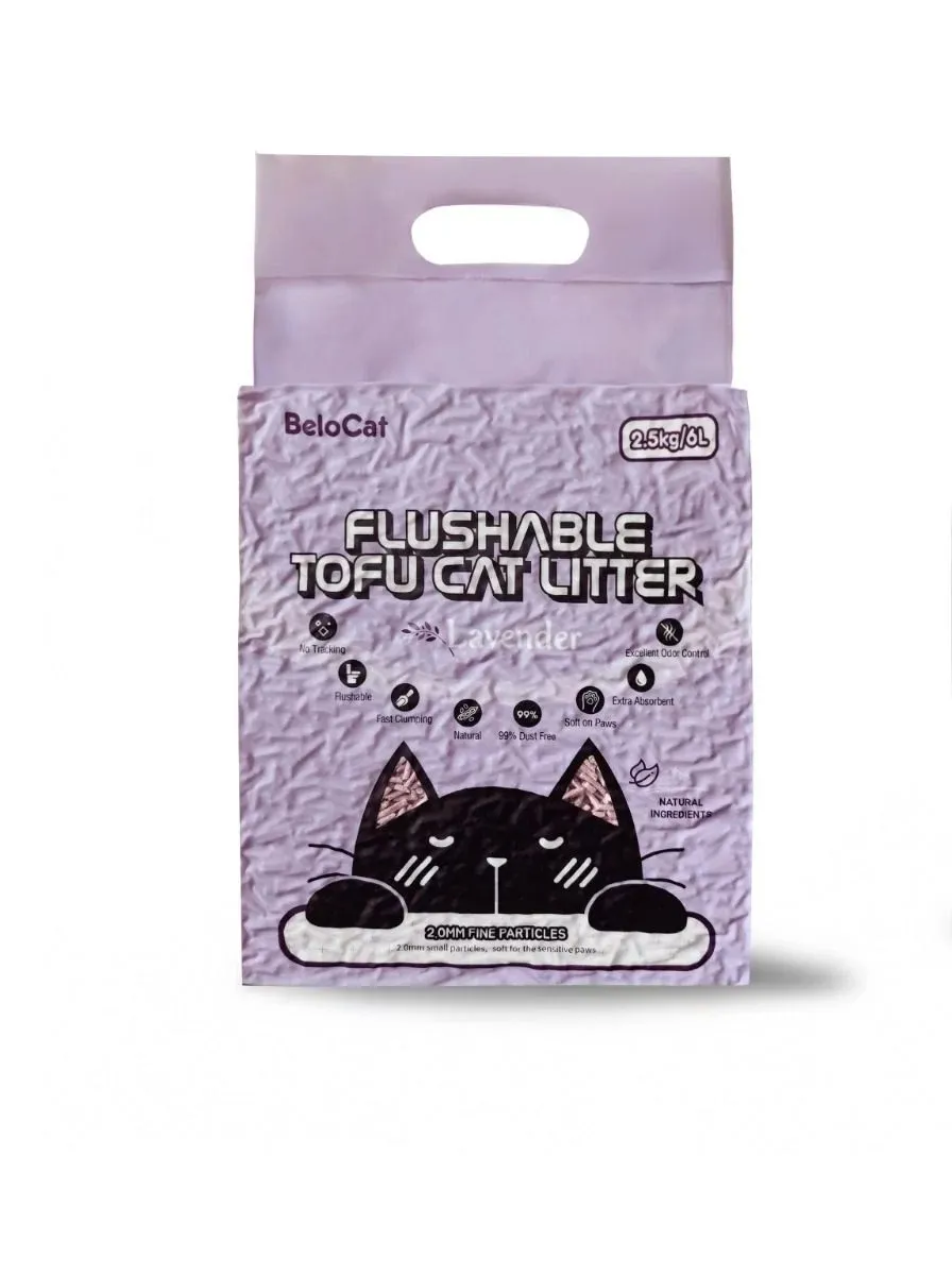 “Flushable” TOFU Cat Litter, 6 L / 2.5 kg (Lavender), 100% Natural