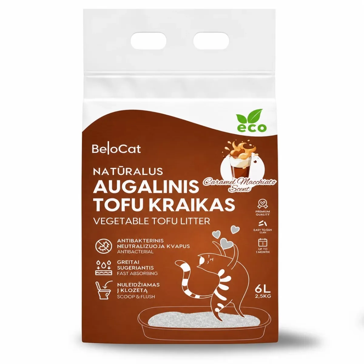 BeloCat TOFU Cat Litter – Caramel Macchiato Scent | 6 L / 2.5 kg