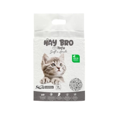 Наполнитель для кошачьего туалета TOFU «HayBro», 7 л / 2,5 кг (уголь), 100% натуральный