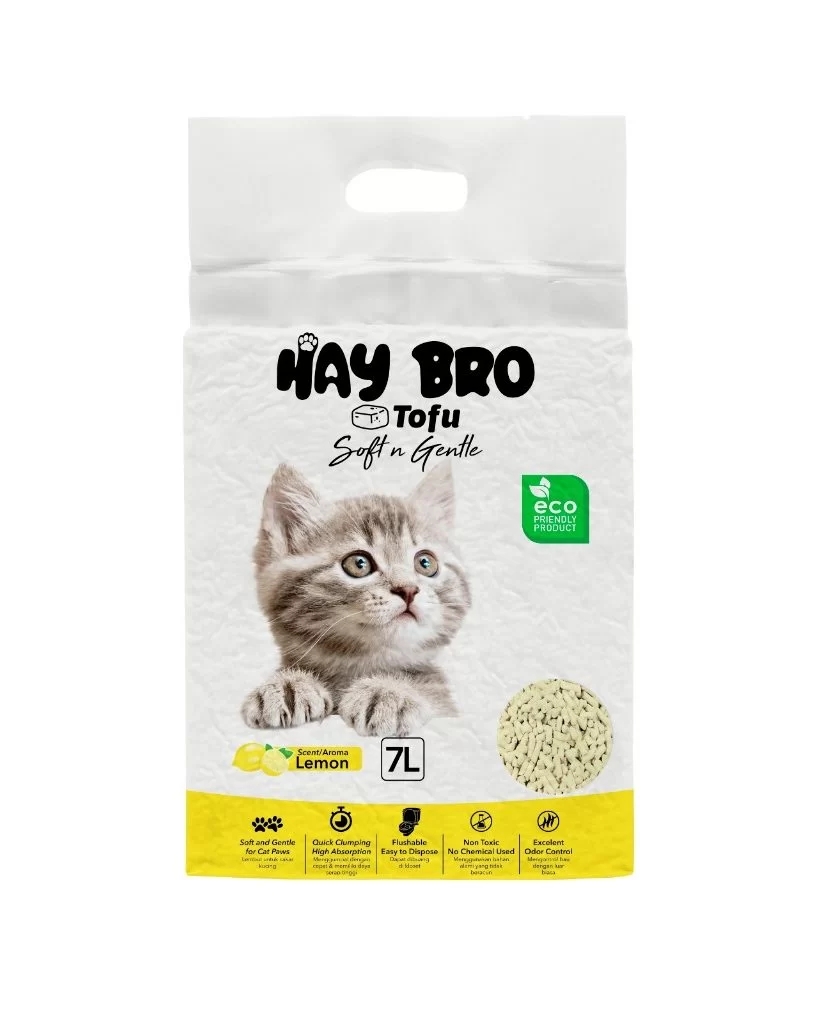 “HayBro” TOFU Cat Litter, 7 L / 2.5 kg (Lemon), 100% Natural