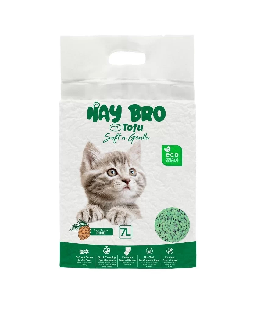 Наполнитель для кошачьего туалета TOFU «HayBro», 7 л / 2,5 кг (сосна), 100% натуральный