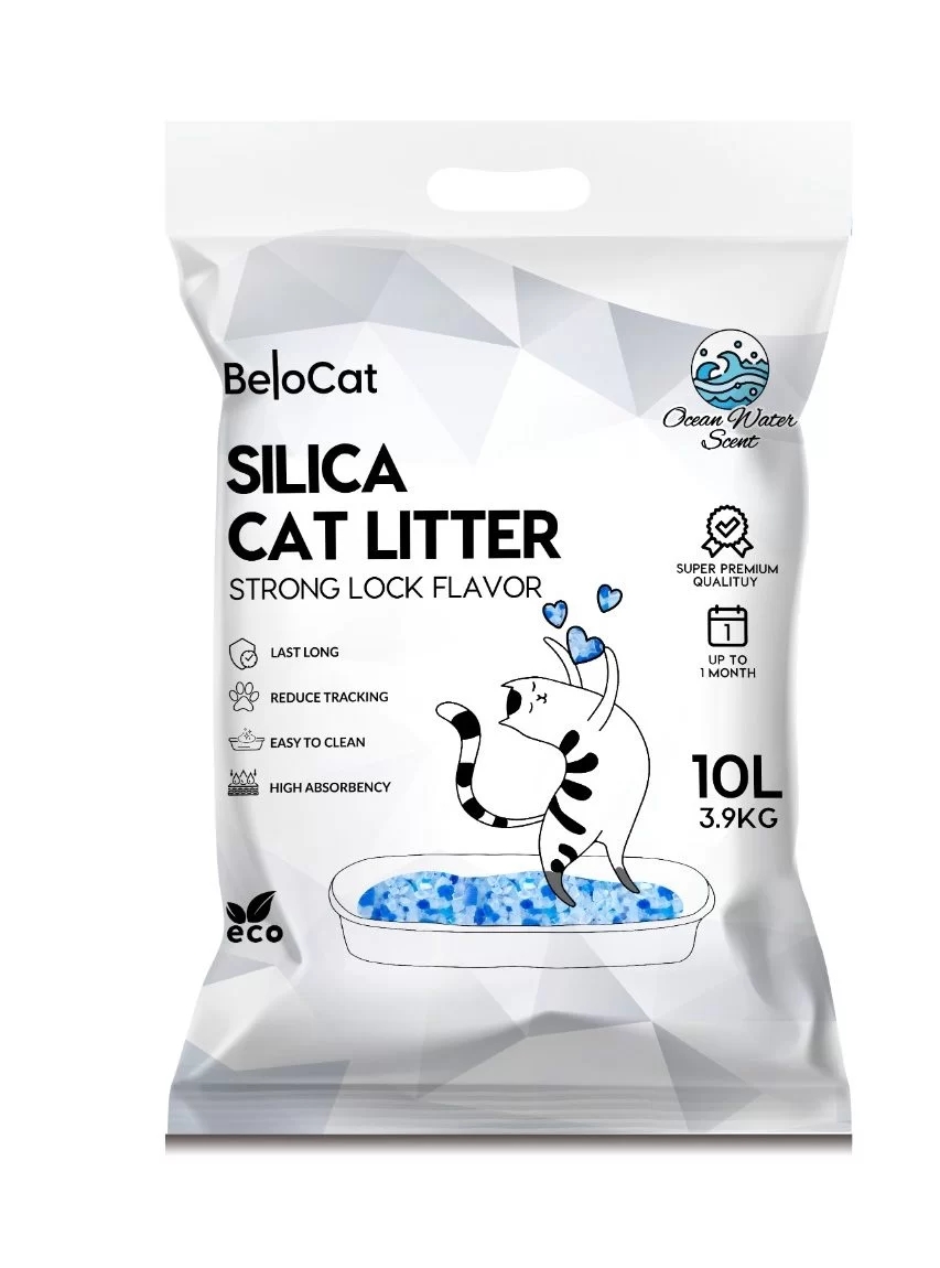 Silikageelist kassiliiv „BeloCat“ 10 l / 3,9 kg, ookeanilõhnaline (Premium), 100% naturaalne