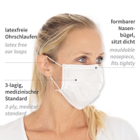 Face masks type II, 3-ply | PP white 50tk - 3