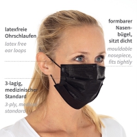 Face masks type II, 3-ply | PP black 50tk - 3