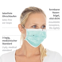 Face masks type II, 3-ply | PP green 50tk - 3