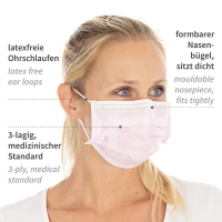 Face masks type II, 3-ply | PP pink  50tk - 3