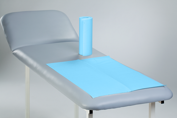 Medical couch roll paper-foil Blue