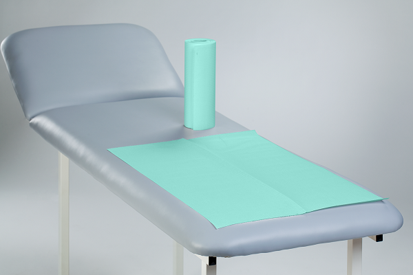 Medical couch roll paper-foil Green