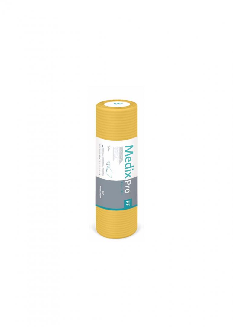 Medical couch roll of paper-foil Yellow