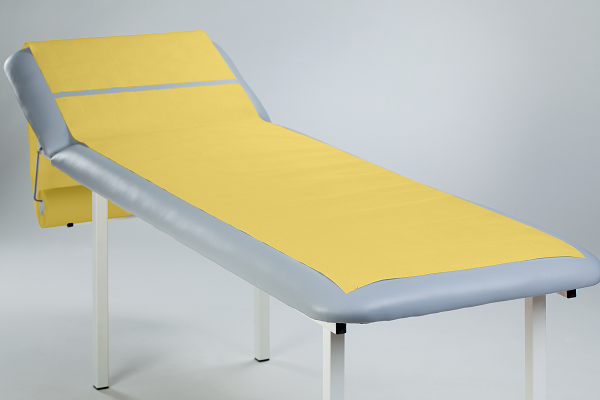 Medical couch roll of paper-foil Yellow