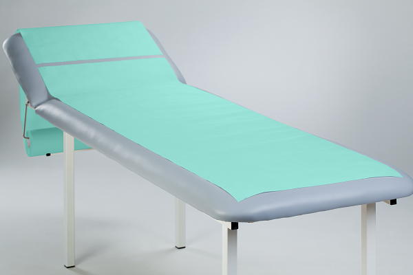 Medical couch roll of paper-foil Green