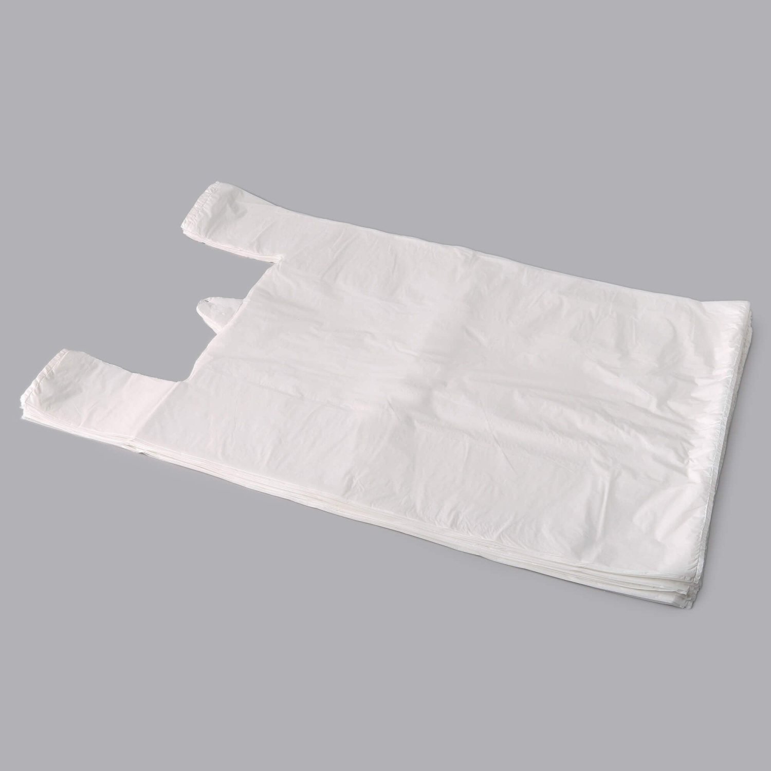 White plastic T-shirt bag 300+160x600mm, 25µm, MDPE, 100pcs/pack