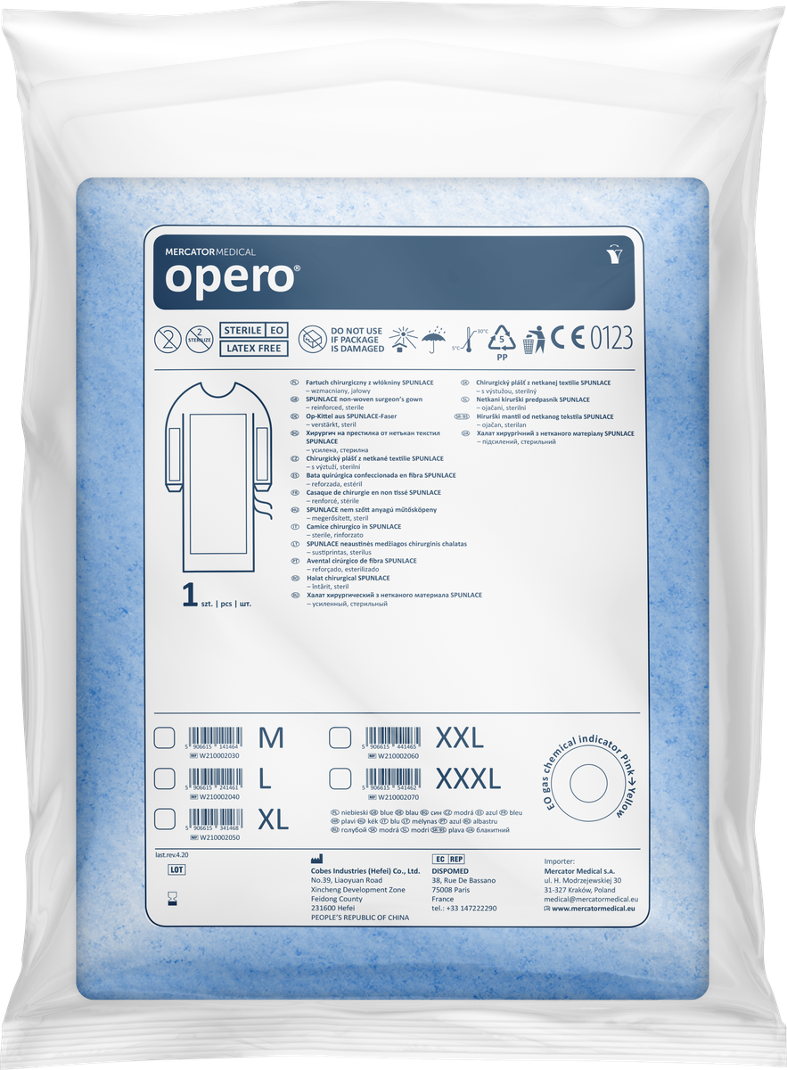 opero Surgical gown made of SPUNLACE nonwoven fabric, reinforced, sterile