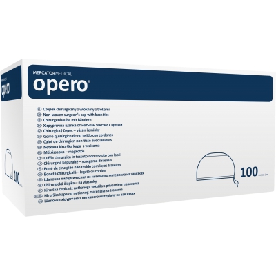 opero Хирургическая шапочка из нетканого материала с завязками (синяя)